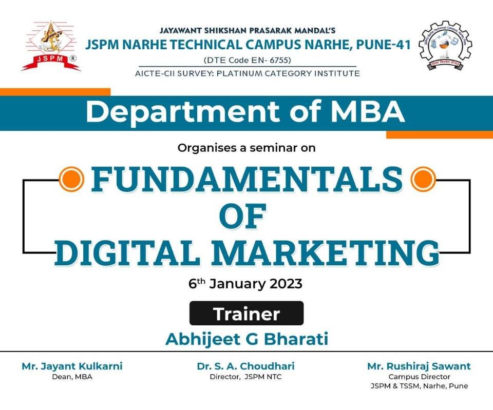 Seminar on Fundamentals of Digital Marketing - 6th january 2023
